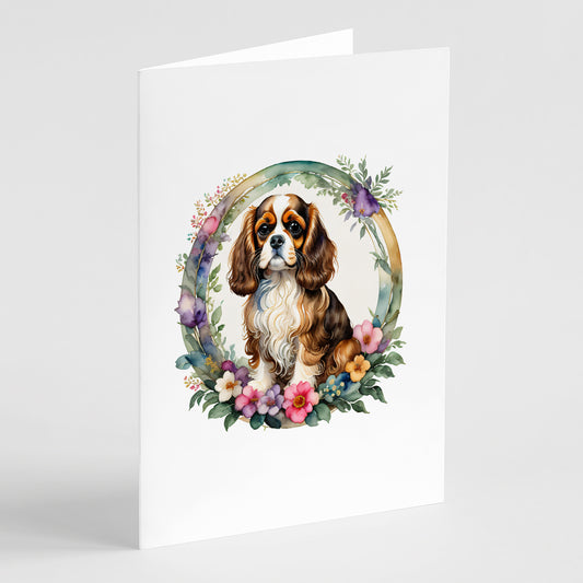 Buy this Cavalier Spaniel and Flowers Greeting Cards and Envelopes Pack of 8