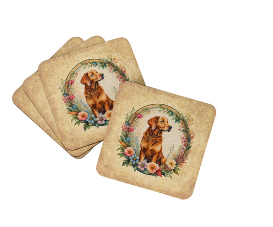 Buy this Chesapeake Bay Retriever and Flowers Foam Coasters