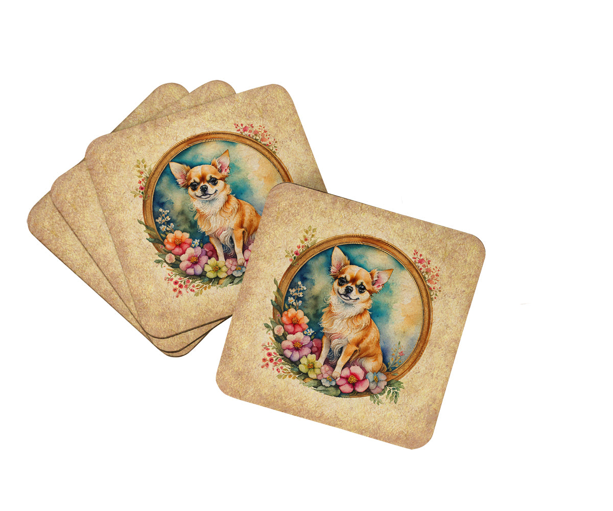 Buy this Chihuahua and Flowers Foam Coasters