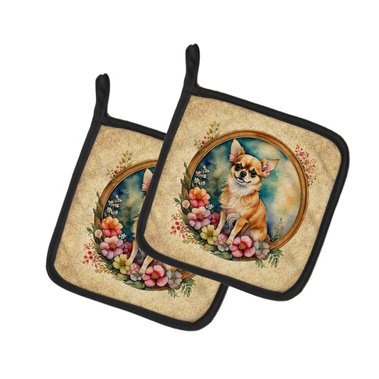 Buy this Chihuahua and Flowers Pair of Pot Holders