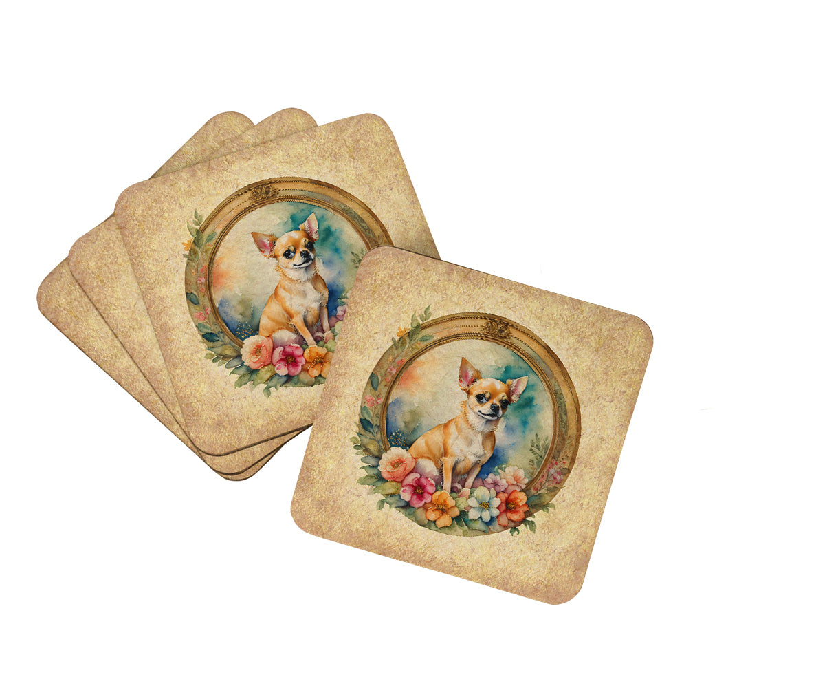 Buy this Chihuahua and Flowers Foam Coasters