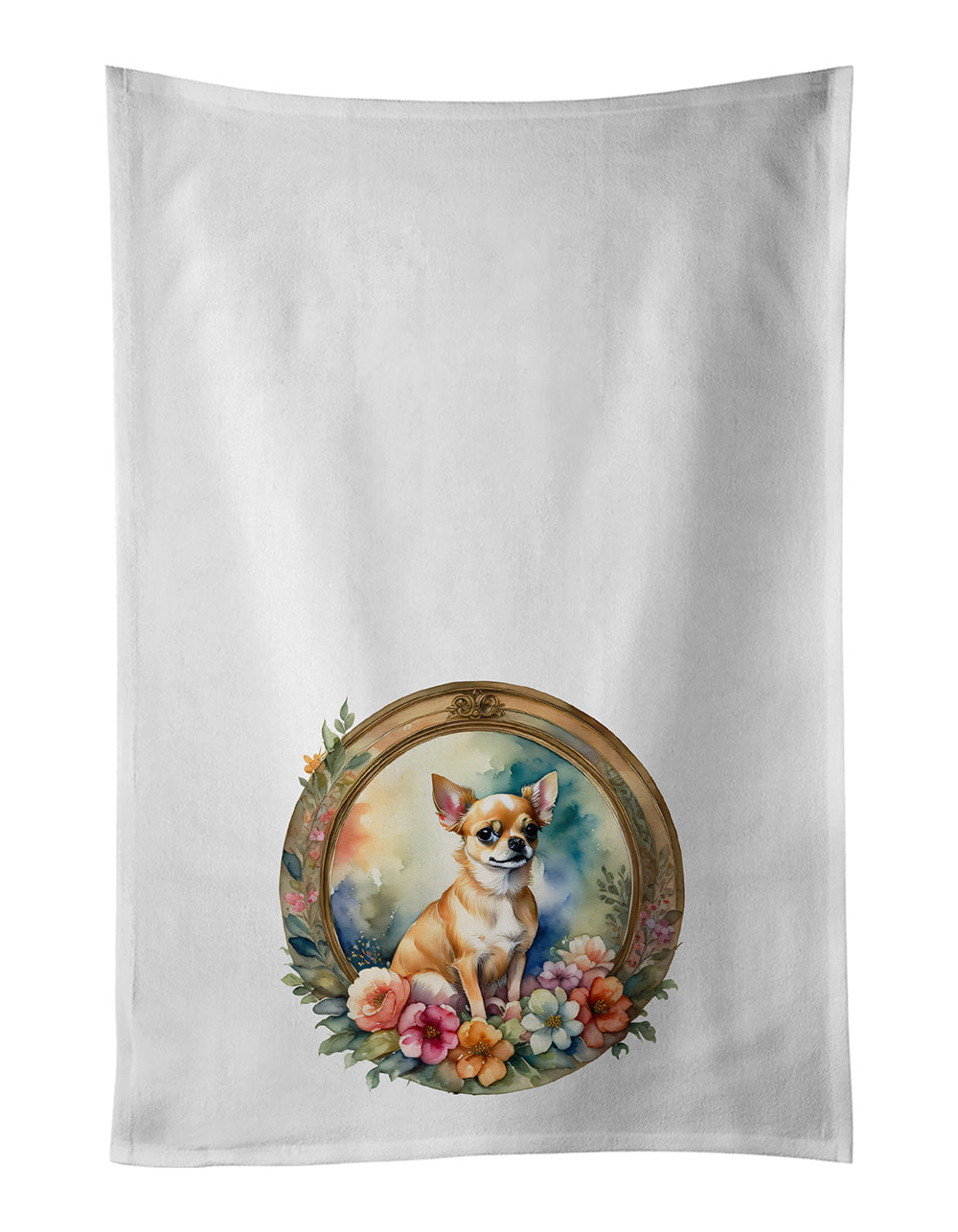 Buy this Chihuahua and Flowers Kitchen Towel Set of 2