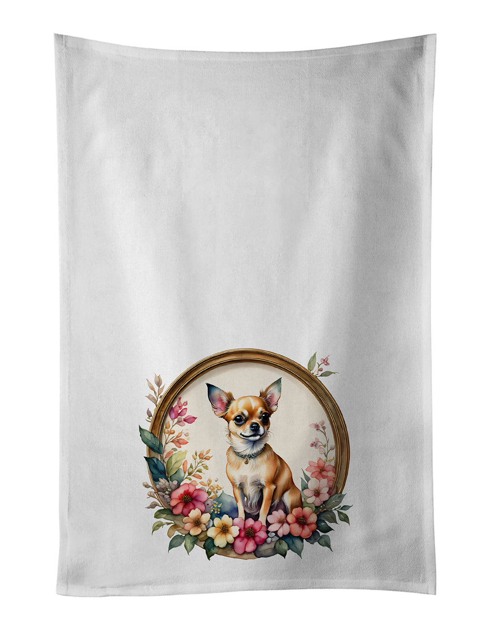 Buy this Chihuahua and Flowers Kitchen Towel Set of 2