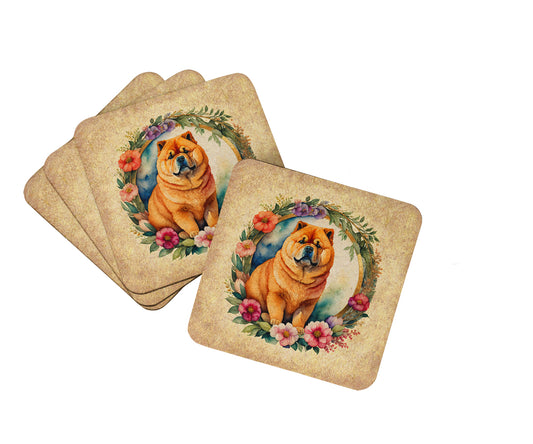 Buy this Chow Chow and Flowers Foam Coasters