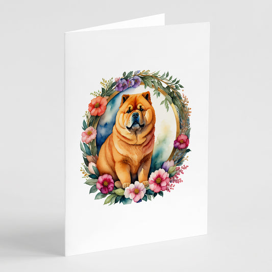 Buy this Chow Chow and Flowers Greeting Cards and Envelopes Pack of 8
