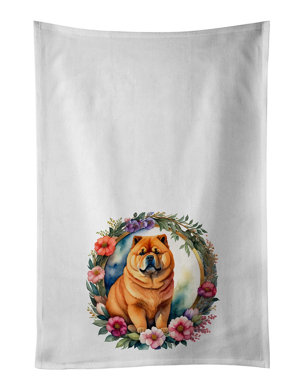 Buy this Chow Chow and Flowers Kitchen Towel Set of 2
