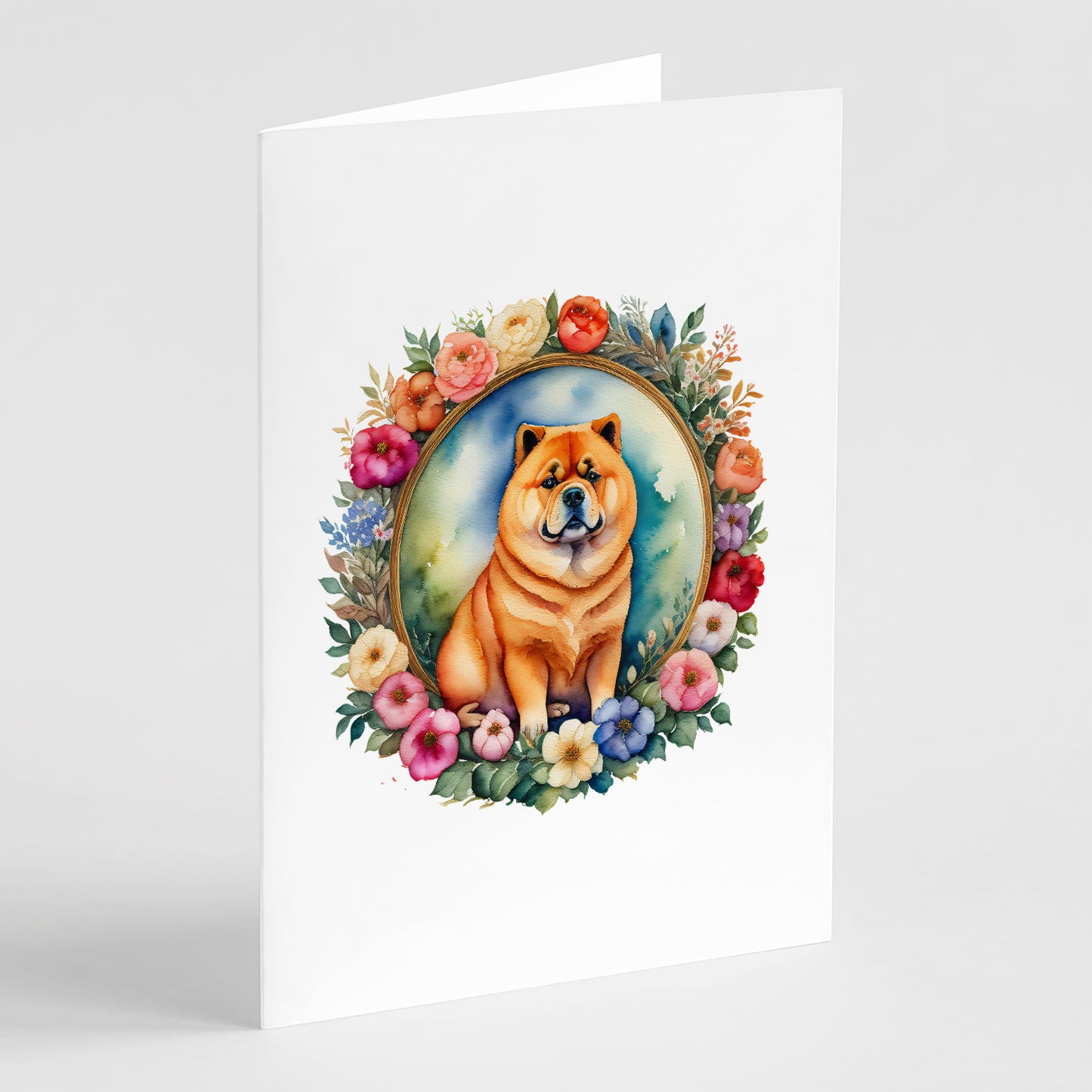 Buy this Chow Chow and Flowers Greeting Cards and Envelopes Pack of 8