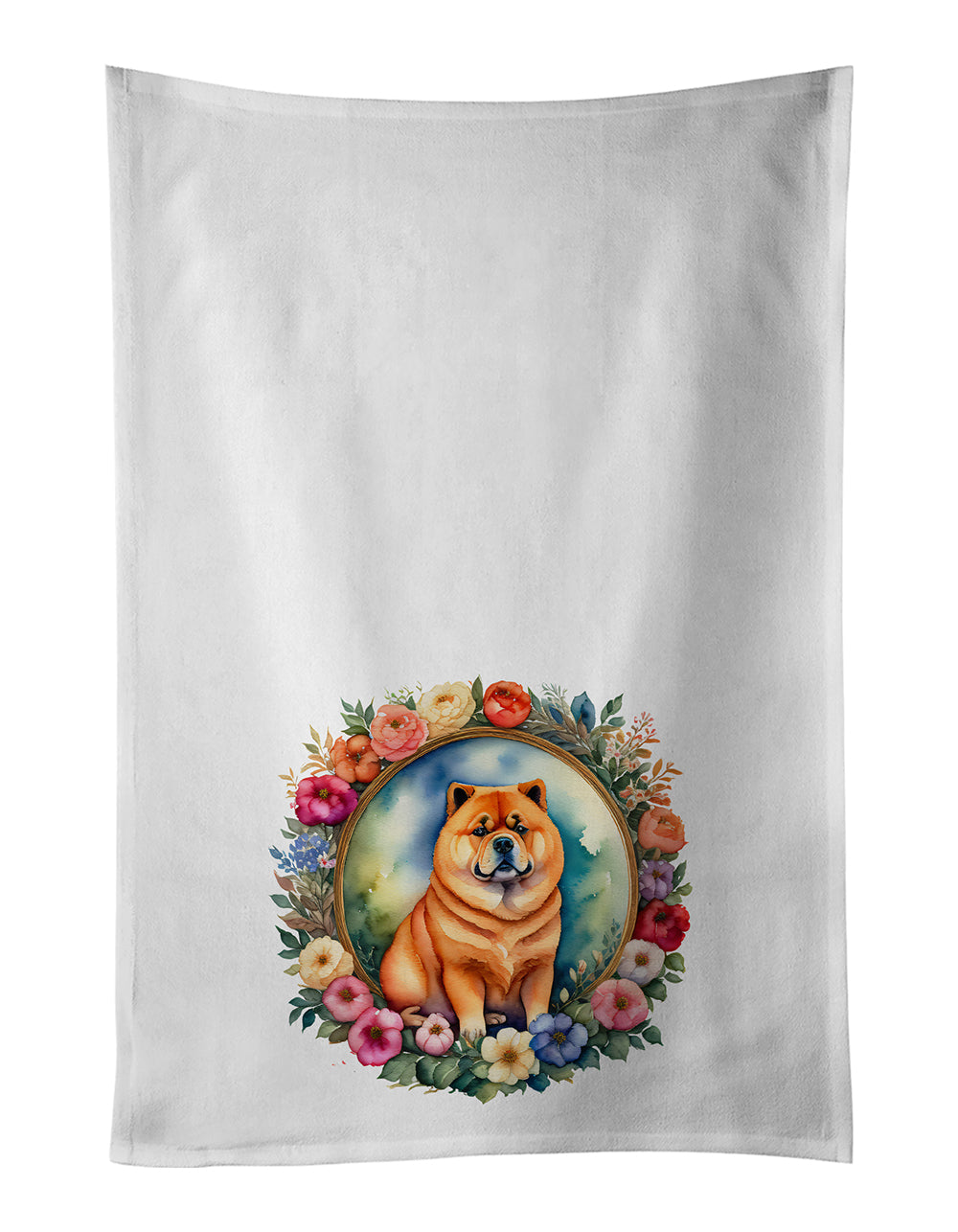 Buy this Chow Chow and Flowers Kitchen Towel Set of 2