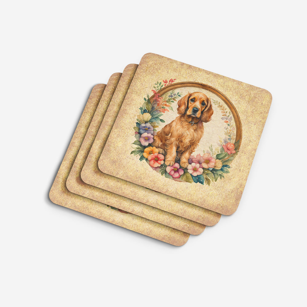 Cocker Spaniel and Flowers Foam Coasters