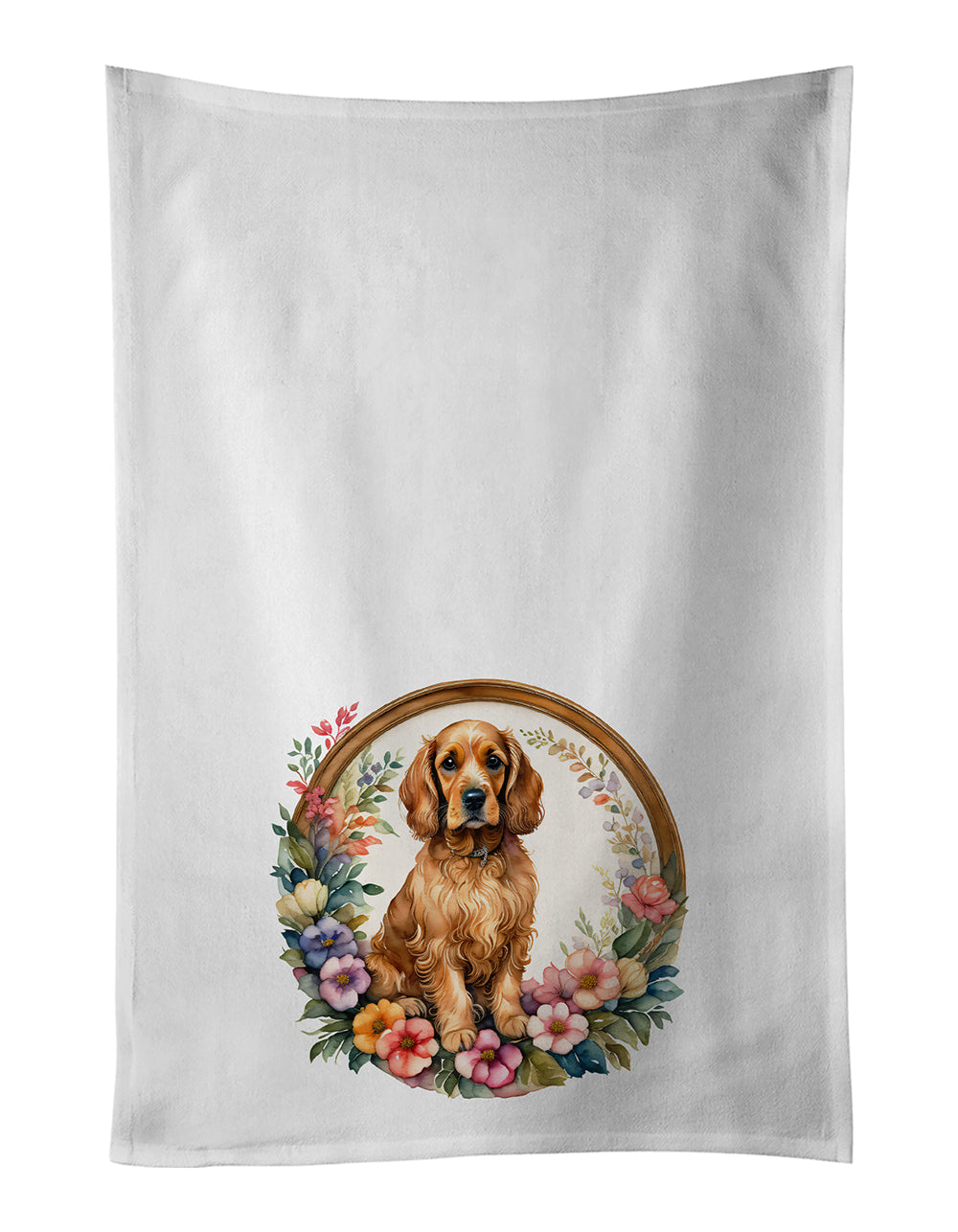 Buy this Cocker Spaniel and Flowers Kitchen Towel Set of 2