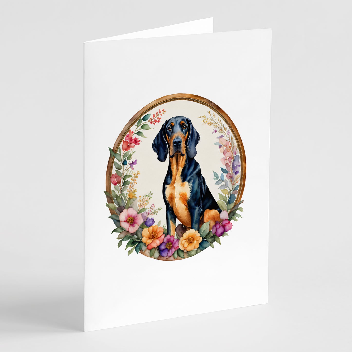 Buy this Coonhound and Flowers Greeting Cards and Envelopes Pack of 8
