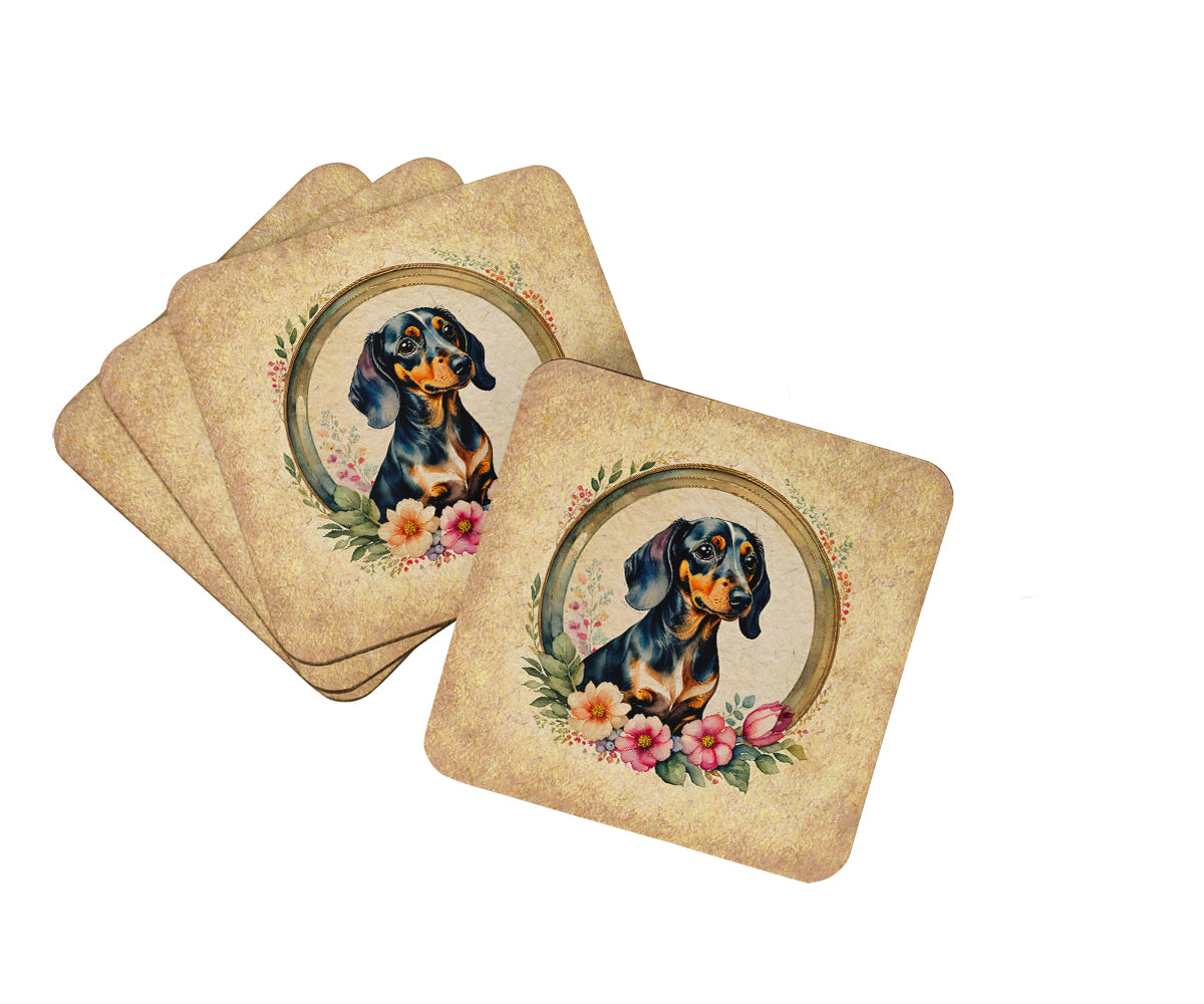 Buy this Dachshund and Flowers Foam Coasters