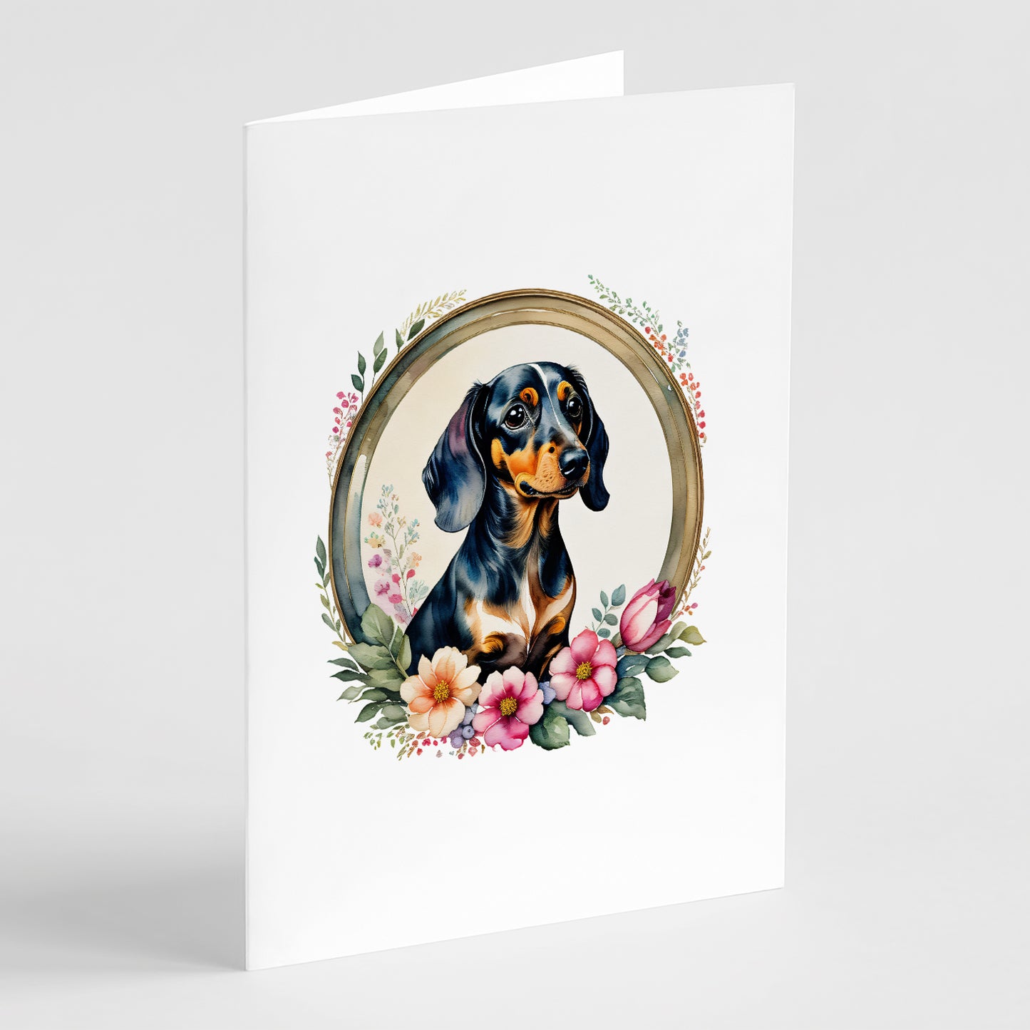 Buy this Dachshund and Flowers Greeting Cards and Envelopes Pack of 8