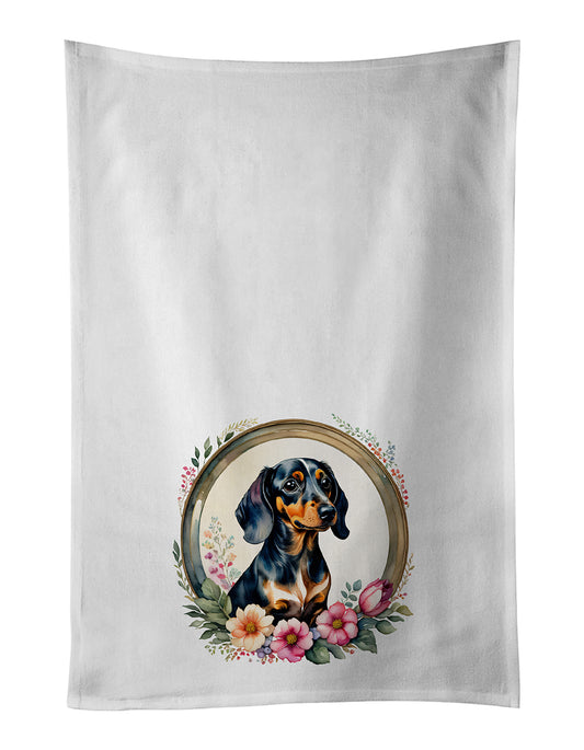 Buy this Dachshund and Flowers Kitchen Towel Set of 2