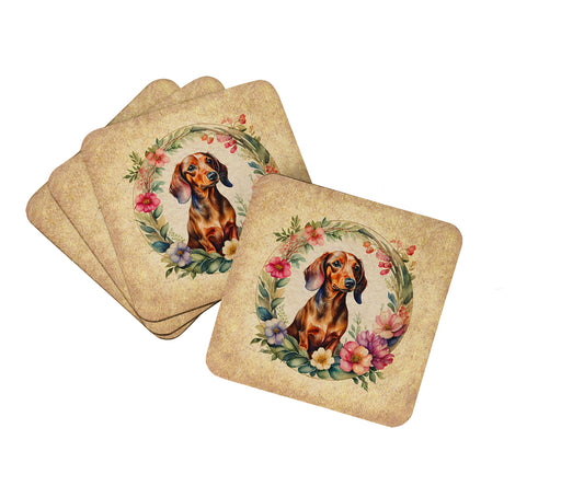 Buy this Dachshund and Flowers Foam Coasters