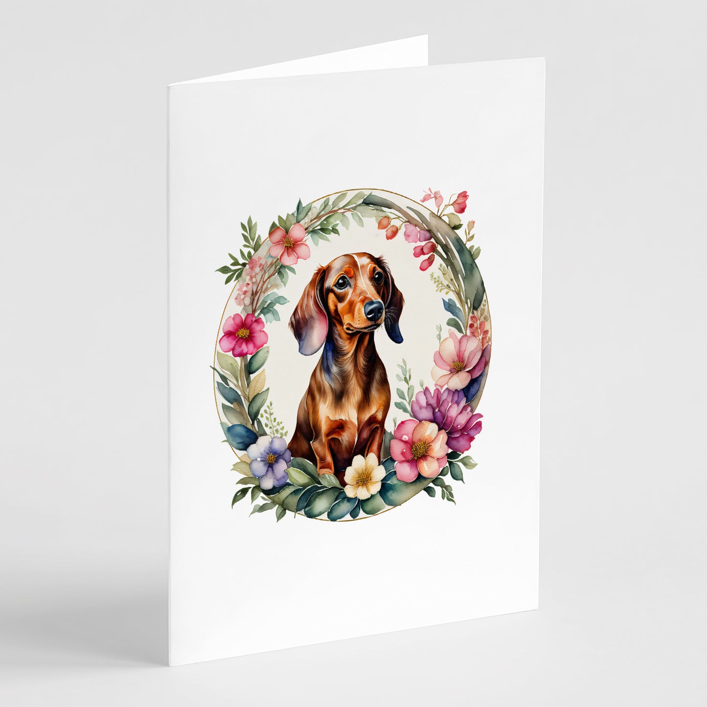 Buy this Dachshund and Flowers Greeting Cards and Envelopes Pack of 8