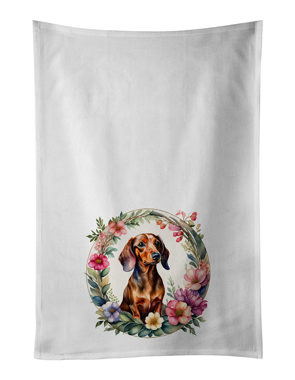 Buy this Dachshund and Flowers Kitchen Towel Set of 2