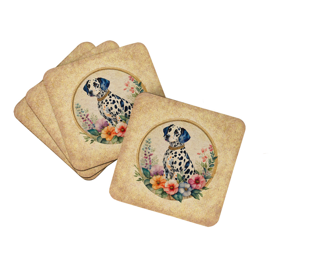Buy this Dalmatian and Flowers Foam Coasters