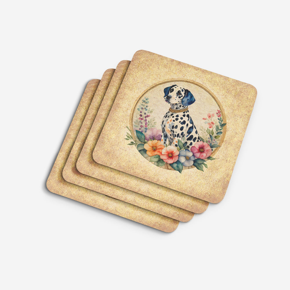 Dalmatian and Flowers Foam Coasters