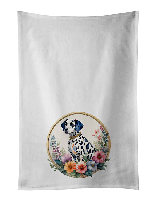 Buy this Dalmatian and Flowers Kitchen Towel Set of 2