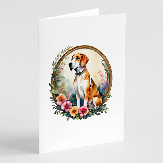 Buy this English Foxhound and Flowers Greeting Cards and Envelopes Pack of 8