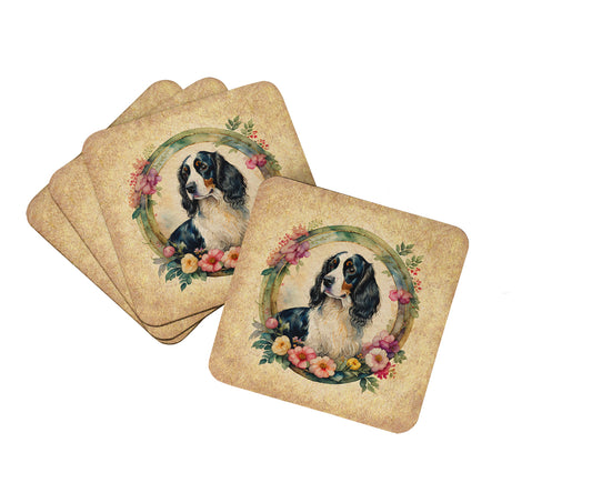 Buy this English Springer Spaniel and Flowers Foam Coasters