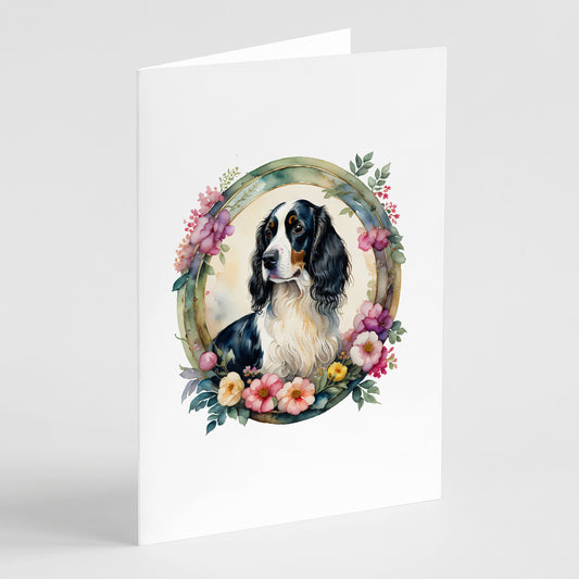 Buy this English Springer Spaniel and Flowers Greeting Cards and Envelopes Pack of 8