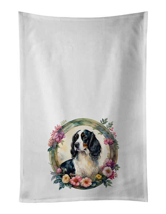 Buy this English Springer Spaniel and Flowers Kitchen Towel Set of 2