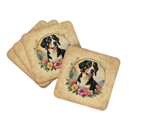 Buy this Entlebucher Mountain Dog and Flowers Foam Coasters