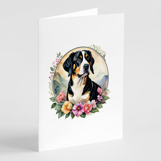 Buy this Entlebucher Mountain Dog and Flowers Greeting Cards and Envelopes Pack of 8