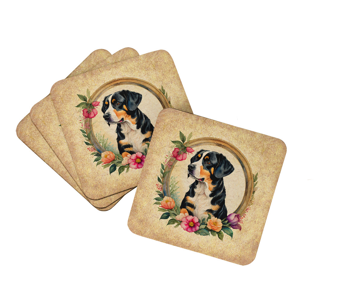 Buy this Entlebucher Mountain Dog and Flowers Foam Coasters