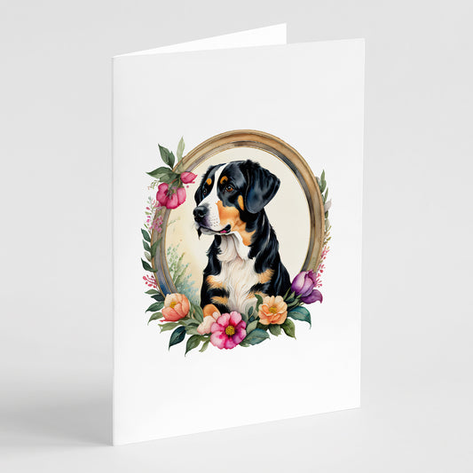 Buy this Entlebucher Mountain Dog and Flowers Greeting Cards and Envelopes Pack of 8