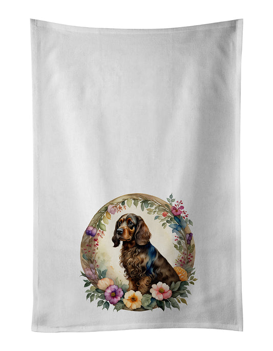Buy this Field Spaniel and Flowers Kitchen Towel Set of 2