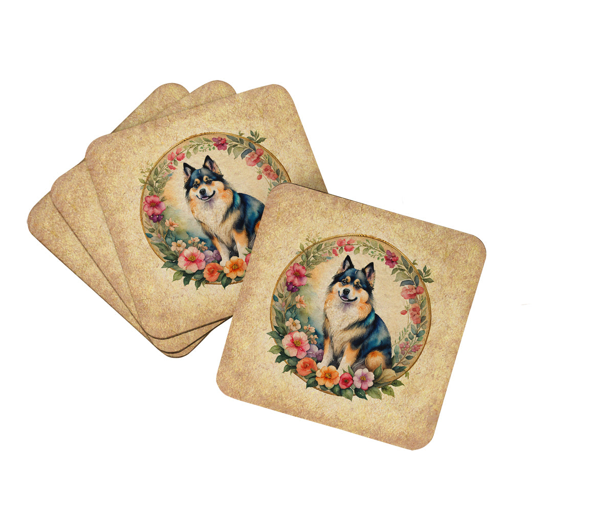 Buy this Finnish Lapphund and Flowers Foam Coasters