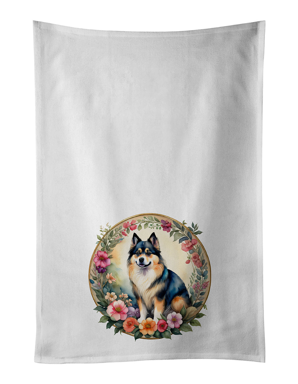 Buy this Finnish Lapphund and Flowers Kitchen Towel Set of 2