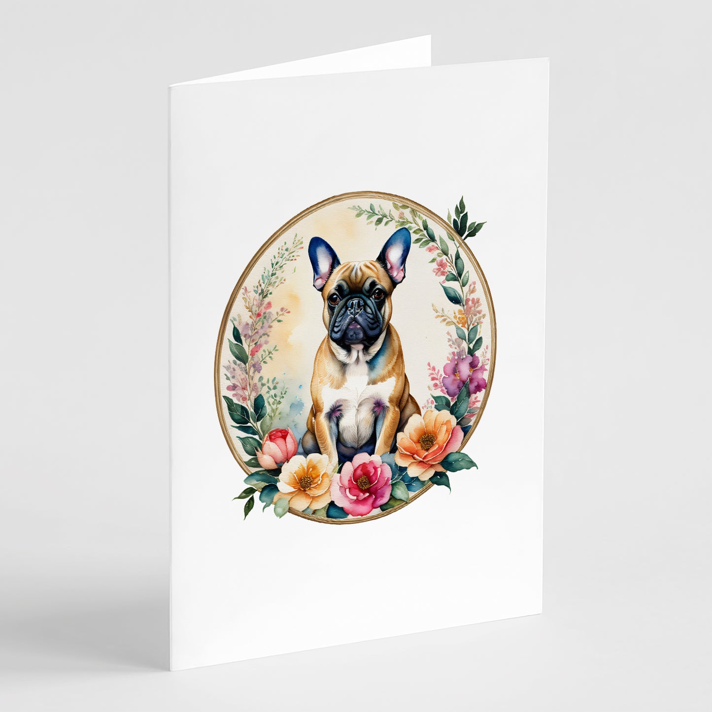 Buy this Fawn  French Bulldog and Flowers Greeting Cards and Envelopes Pack of 8