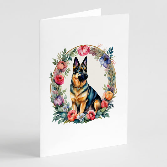 Buy this German Shepherd and Flowers Greeting Cards and Envelopes Pack of 8