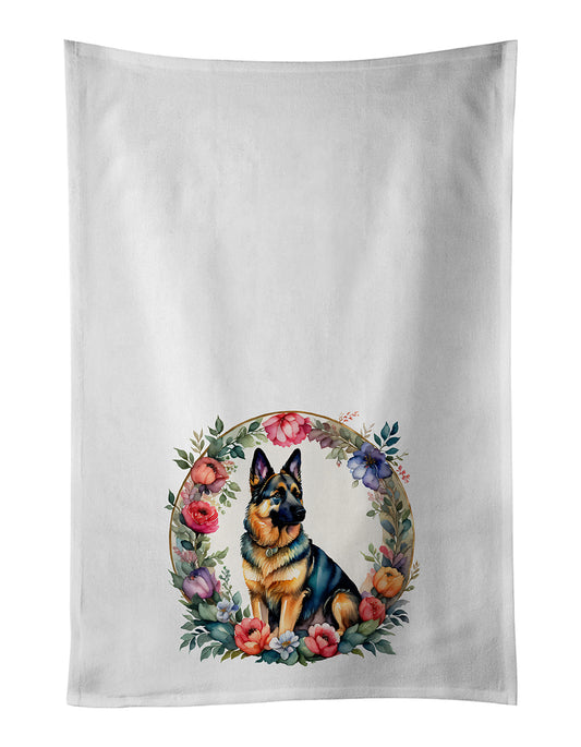 Buy this German Shepherd and Flowers Kitchen Towel Set of 2