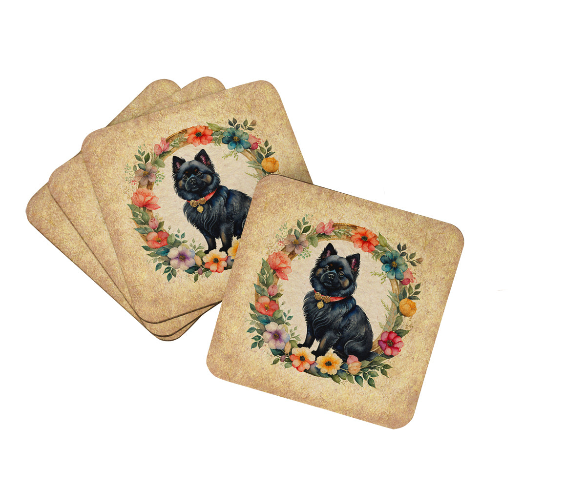 Buy this German Spitz and Flowers Foam Coasters