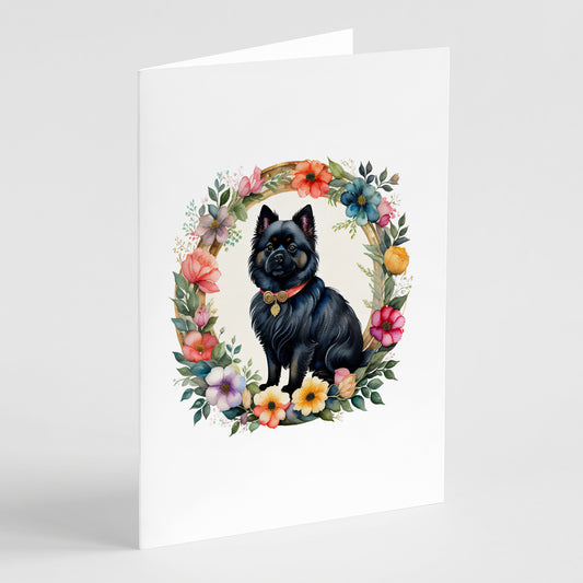 Buy this German Spitz and Flowers Greeting Cards and Envelopes Pack of 8