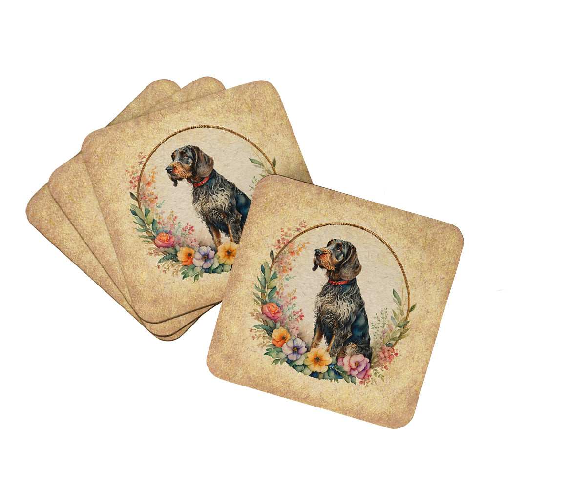 Buy this German Wirehaired Pointer and Flowers Foam Coasters