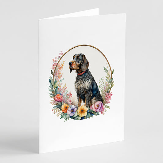 Buy this German Wirehaired Pointer and Flowers Greeting Cards and Envelopes Pack of 8