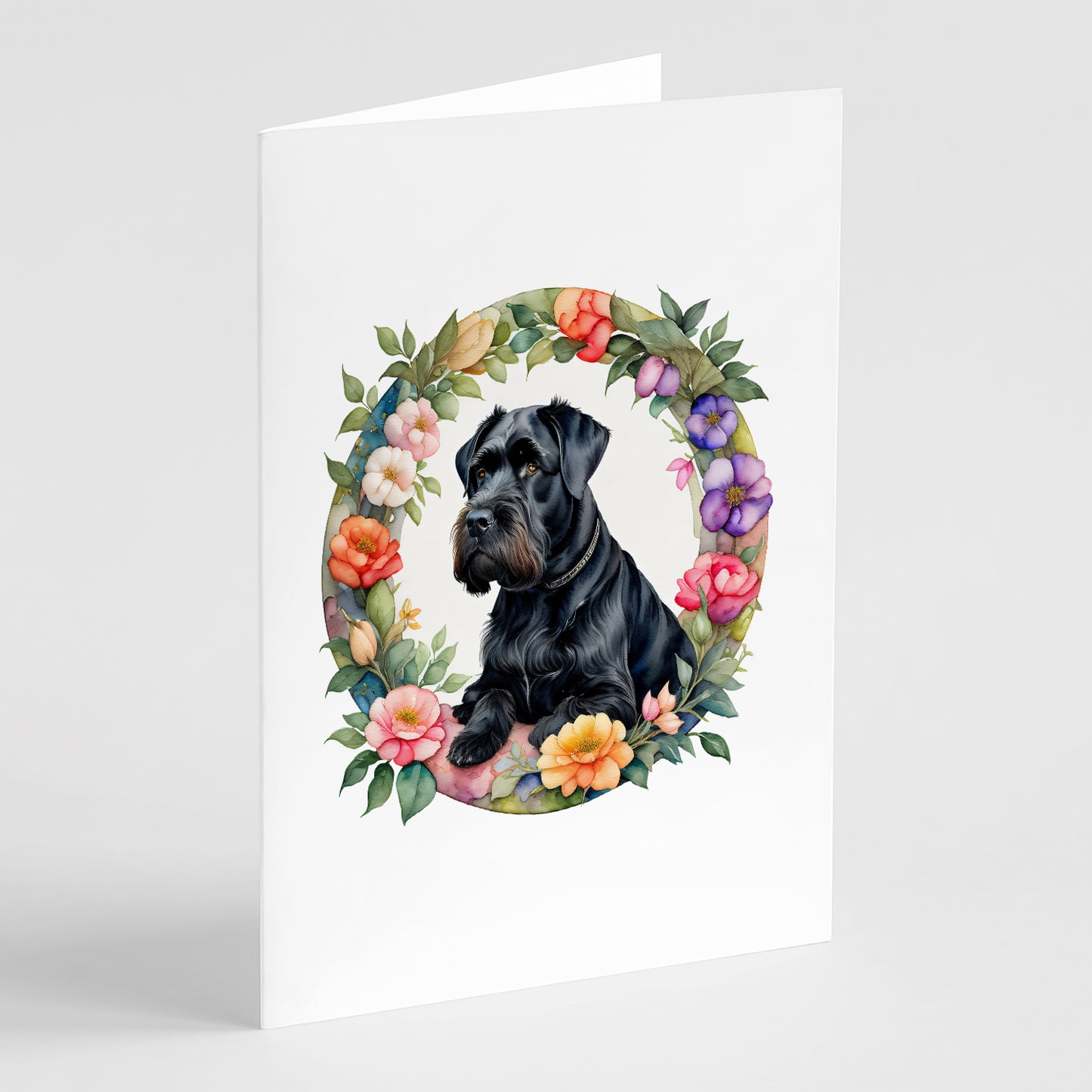 Buy this Giant Schnauzer and Flowers Greeting Cards and Envelopes Pack of 8