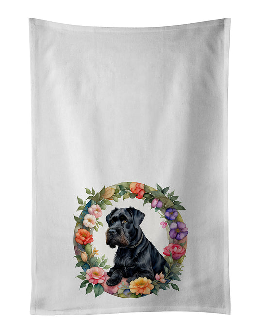 Buy this Giant Schnauzer and Flowers Kitchen Towel Set of 2