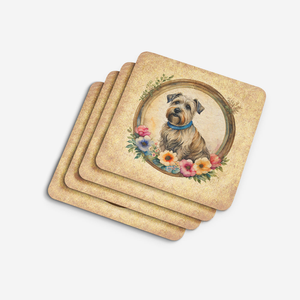 Glen of Imaal Terrier and Flowers Foam Coasters