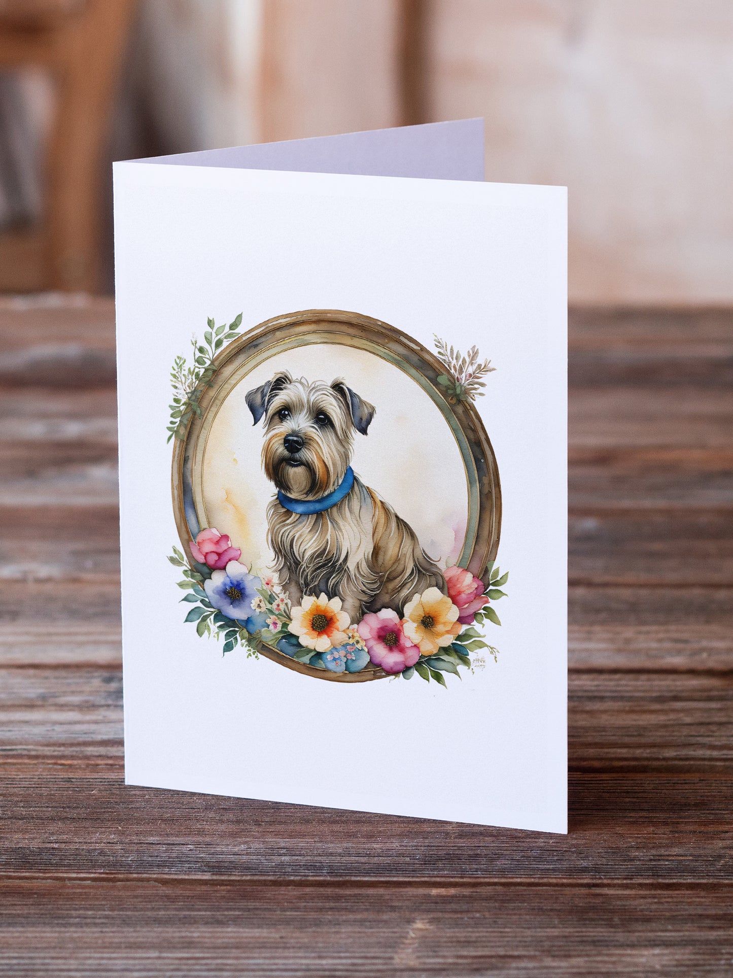 Glen of Imaal Terrier and Flowers Greeting Cards and Envelopes Pack of 8