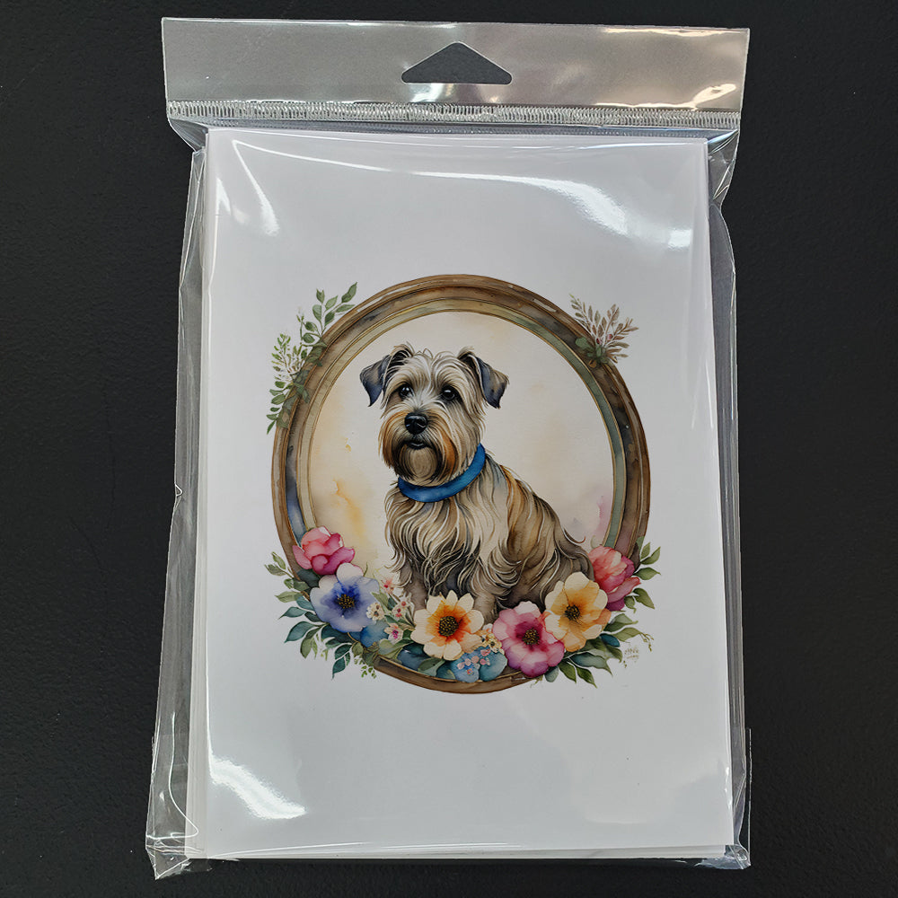 Glen of Imaal Terrier and Flowers Greeting Cards and Envelopes Pack of 8
