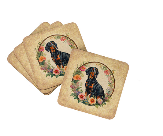 Buy this Gordon Setter and Flowers Foam Coasters