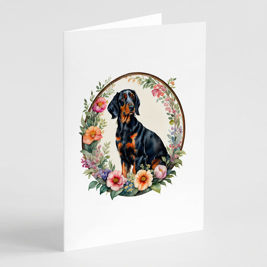 Buy this Gordon Setter and Flowers Greeting Cards and Envelopes Pack of 8