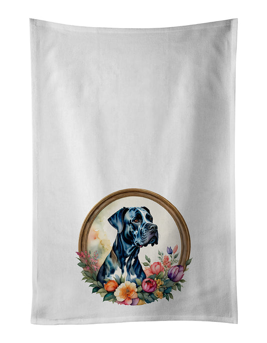 Buy this Great Dane and Flowers Kitchen Towel Set of 2
